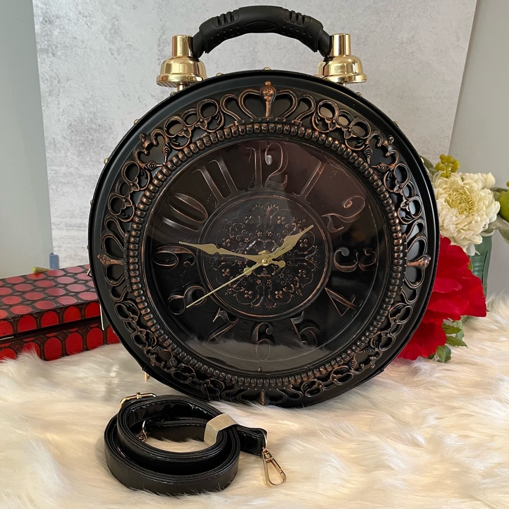 NWT Steampunk Crossbody Large Shoulder Working Clock Purse or Home Decor… - Picture 4 of 16